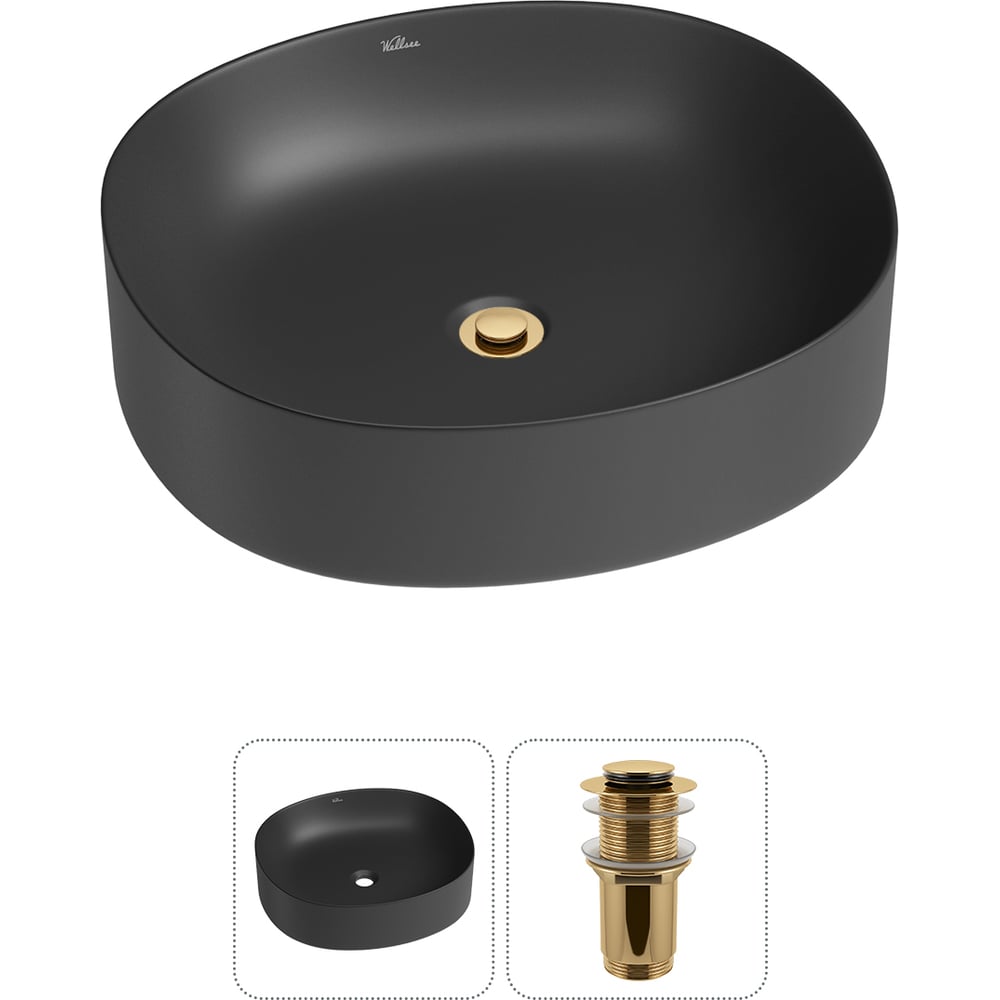 Изображение товара Накладная раковина Wellsee Belle Spa 2.0 квадратная матовая черная