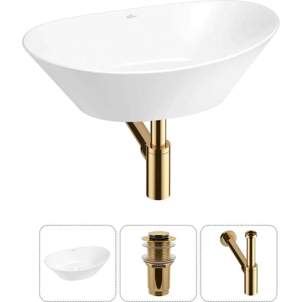 Изображение товара Набор накладной раковины Wellsee Dulcet Tones 36x25 см комплект с сифоном