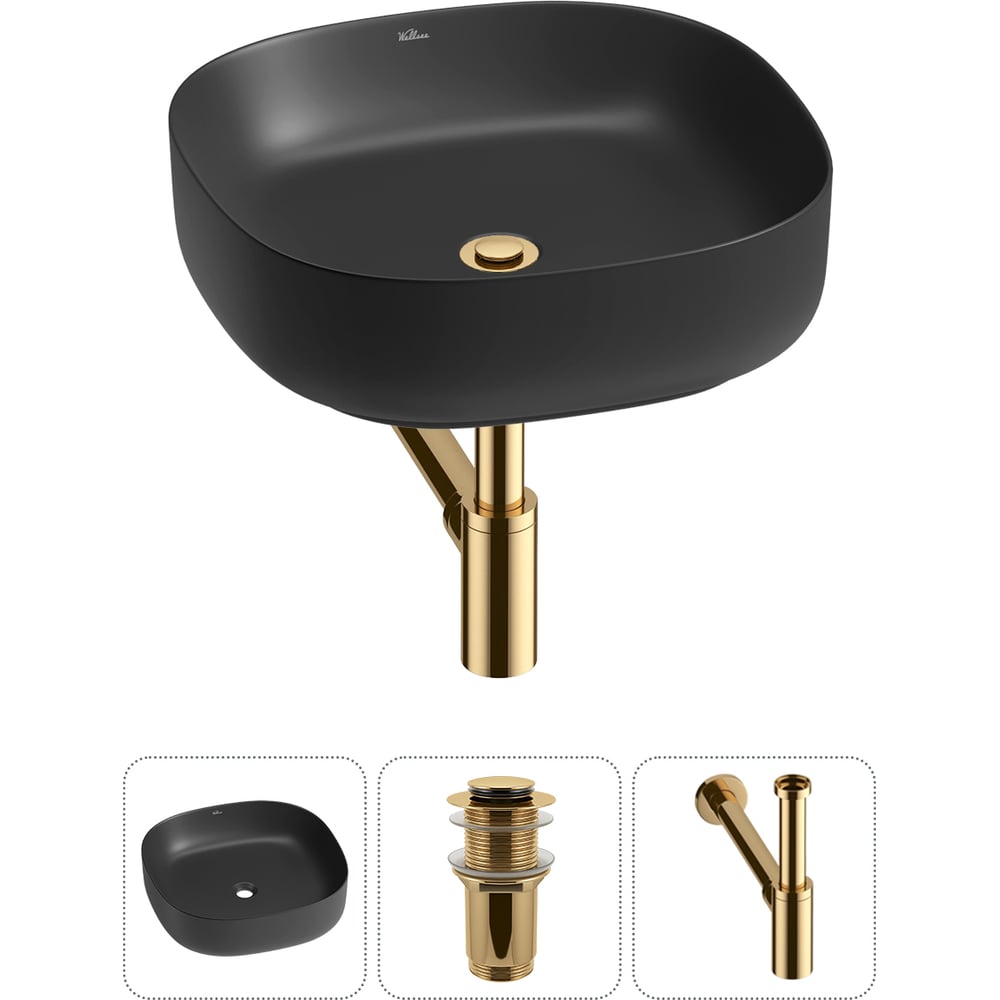 Изображение товара Набор Wellsee 3 в 1 Belle Spa 3.0 накладная раковина 45x45 см матовый черный