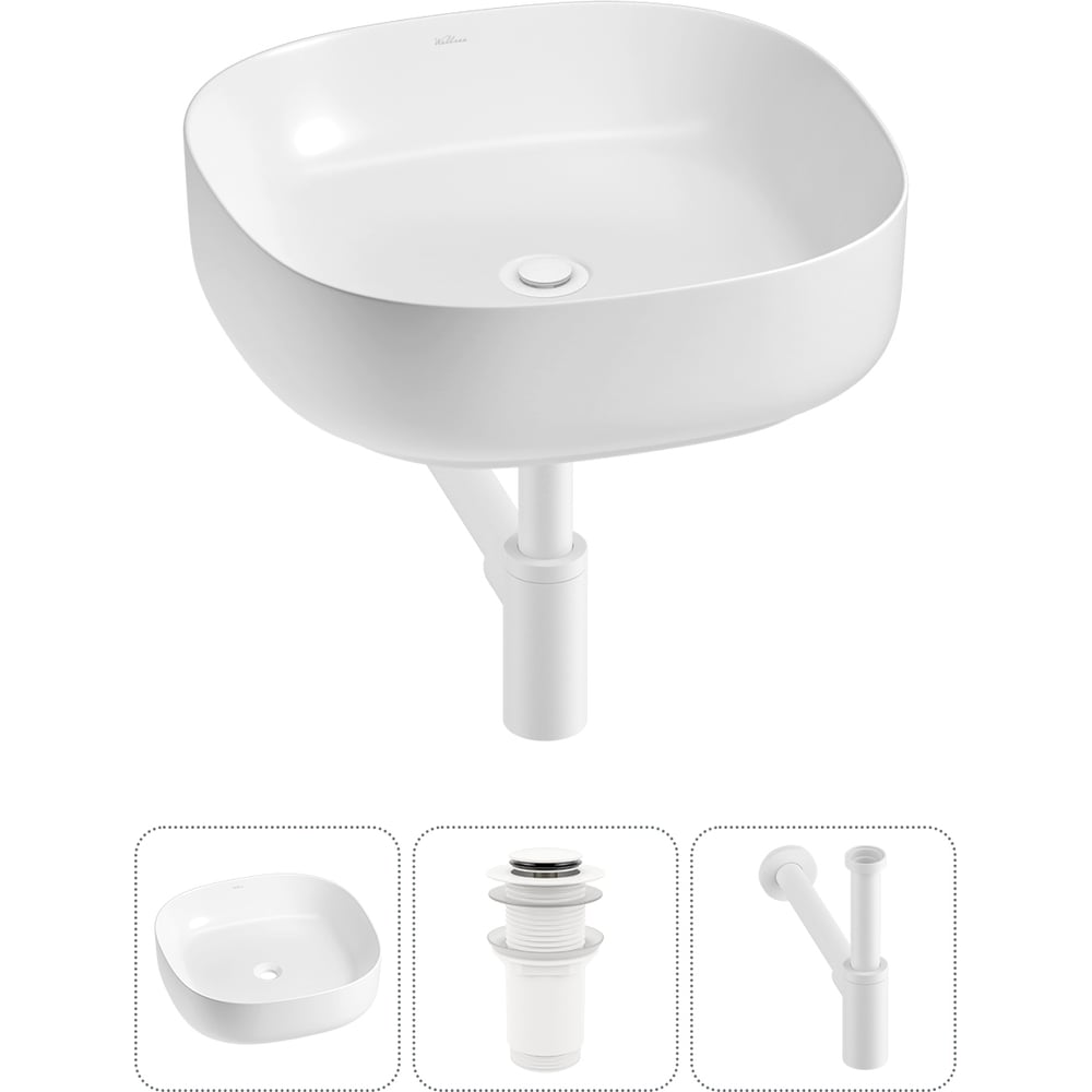 Изображение товара Набор накладной раковины Wellsee Belle Spa 3.0 45x45 см белый фарфор