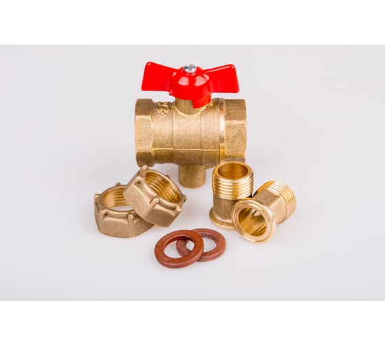 Изображение товара Установочный комплект ITELMA СТЭ20-min 2 штуцера, 2 гайки, шаровой кран с гильзой для термопары УК СТЭ20-min