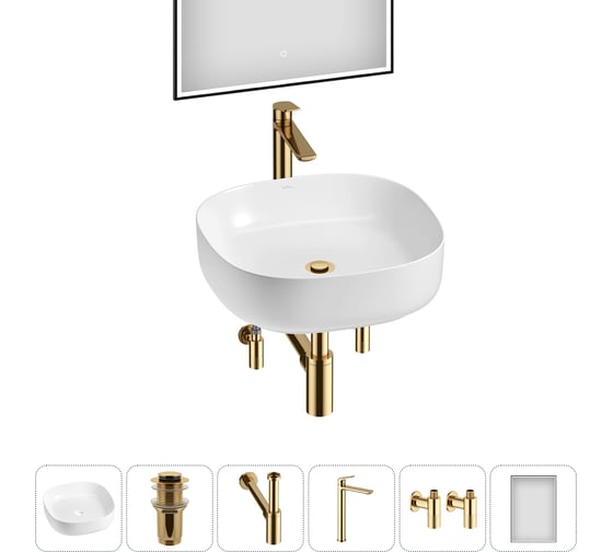 Изображение товара Набор Wellsee 6 в 1 Belle Spa 3.0 накладная раковина 45x45 см 20218505R