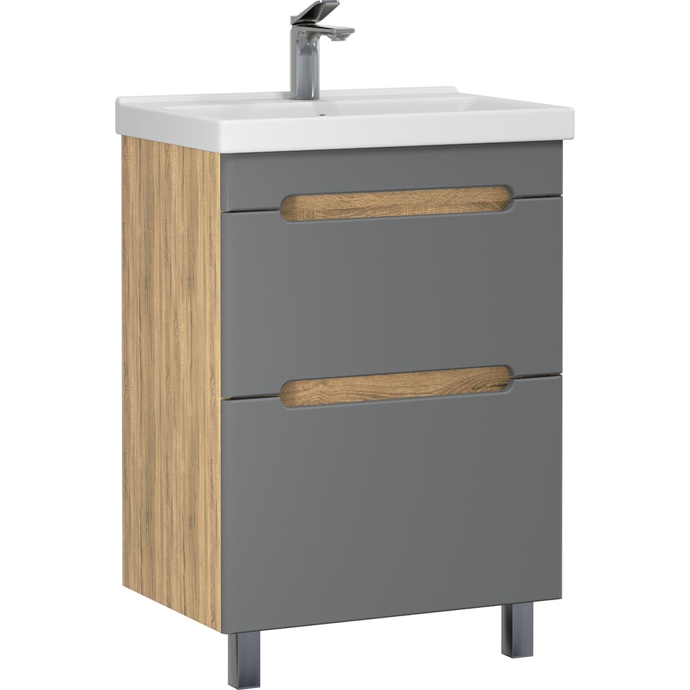 Изображение товара Тумба с раковиной RUVANN AQVI 50 + Фест 50 современная графит софт