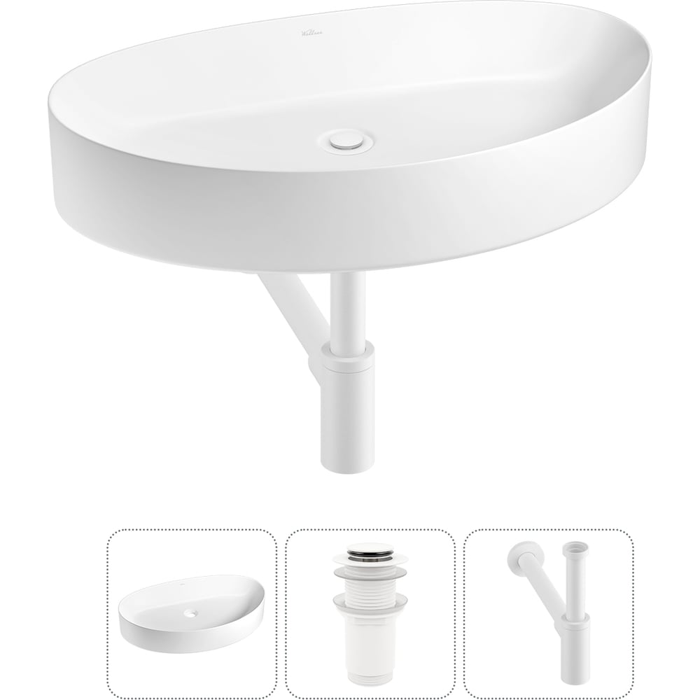 Изображение товара Набор Wellsee 3 в 1 Belle Spa 2.0 накладная раковина 64x40 см белый фаянс