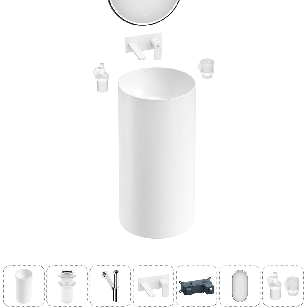 Изображение товара Набор Wellsee 6 в 1 Callipy Art напольная раковина 42x42x84 см 20218780R