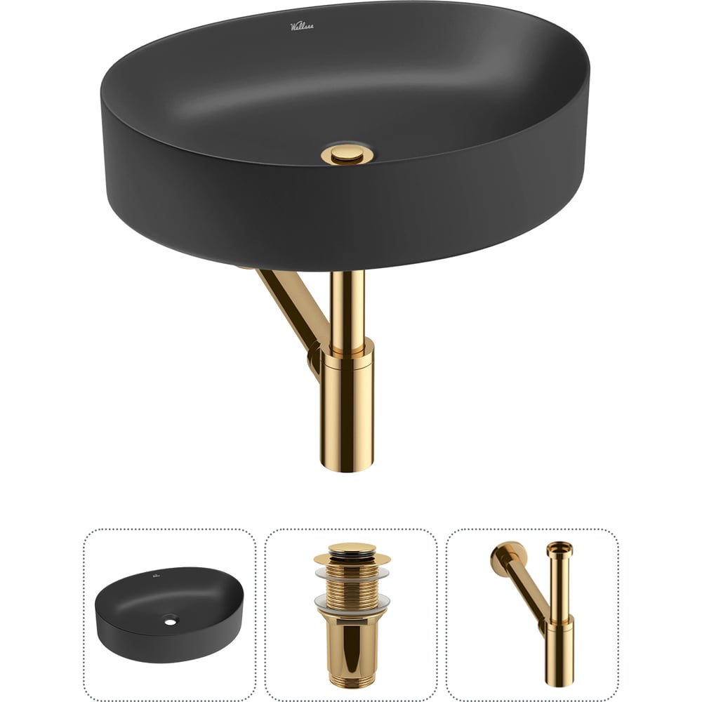 Изображение товара Набор Wellsee 3 в 1 Belle Spa 2.0 накладная раковина 50x38 см черная