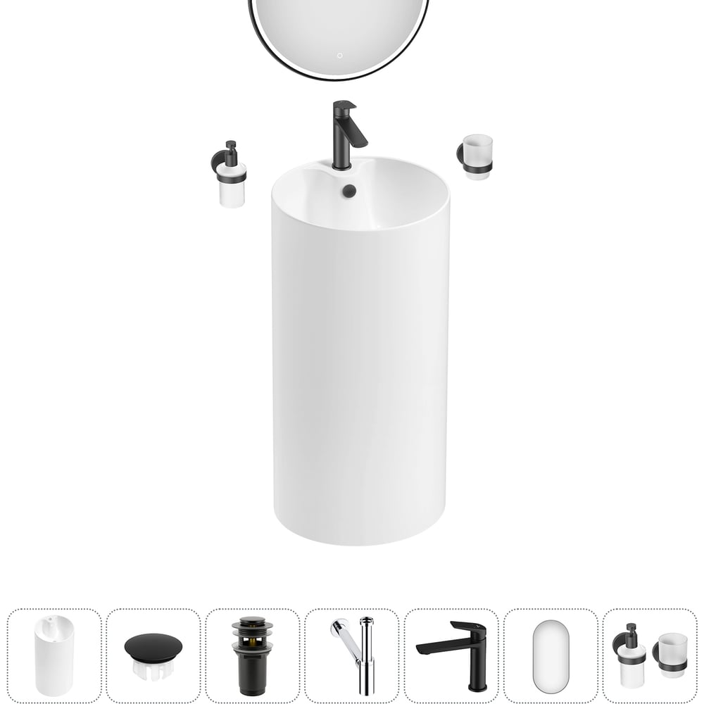 Изображение товара Набор Wellsee 7 в 1 Callipy Art напольная раковина 42x42x84 см 20218855R