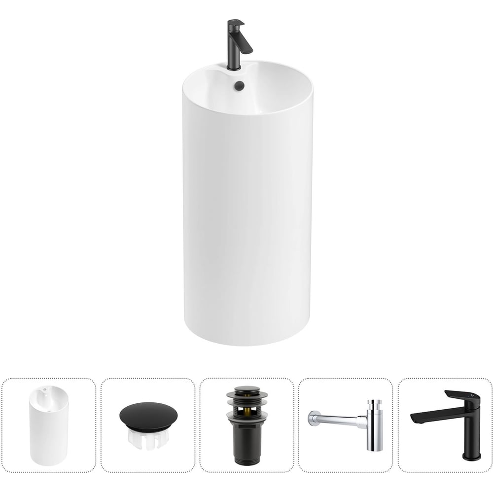 Изображение товара Напольная раковина Wellsee 5 в 1 Callipy Art белая 42x42x84 см комплект