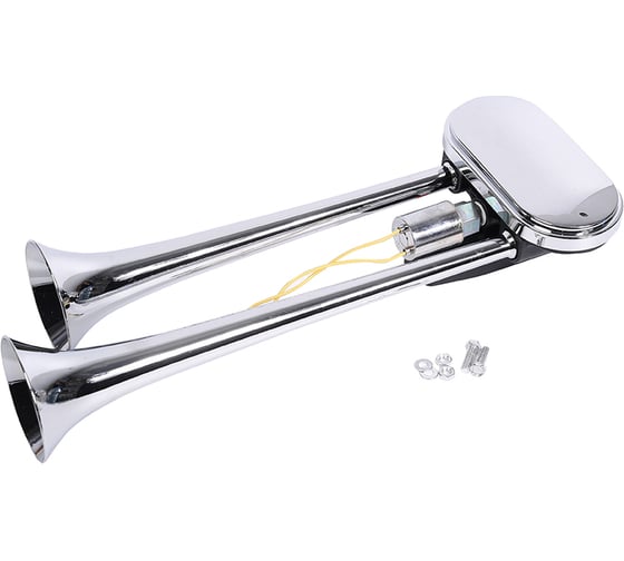 Изображение товара Сигнал воздушный Крал 2 рожковый круглое, 320/370мм, 12/24V, Хром, 120db 6313