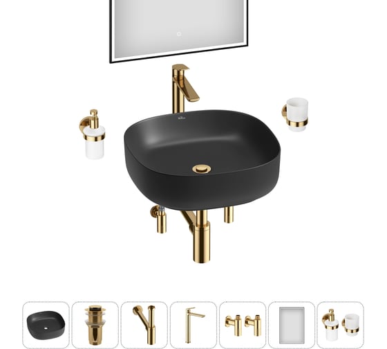 Изображение товара Набор Wellsee 7 в 1 Belle Spa 3.0 накладная раковина 45x45 см 20218516R