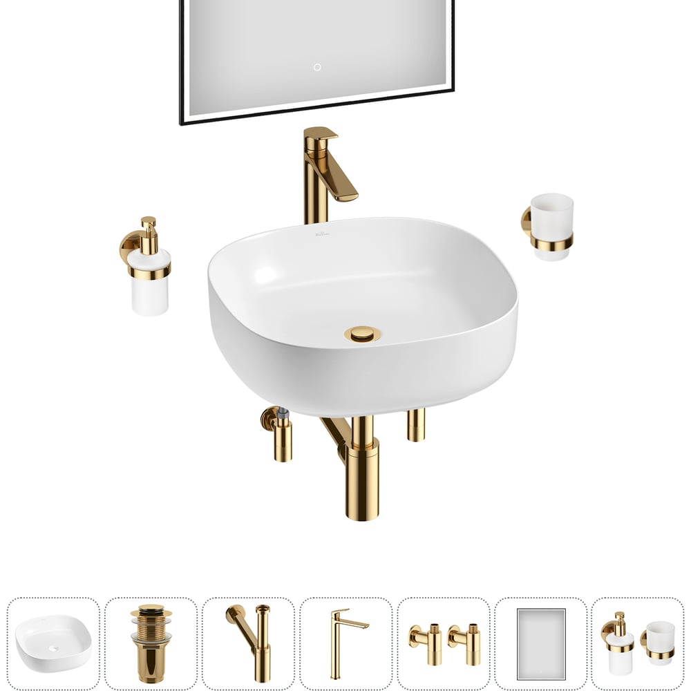 Изображение товара Набор Wellsee 7 в 1 Belle Spa 3.0 накладная раковина 45x45 см 20218509R