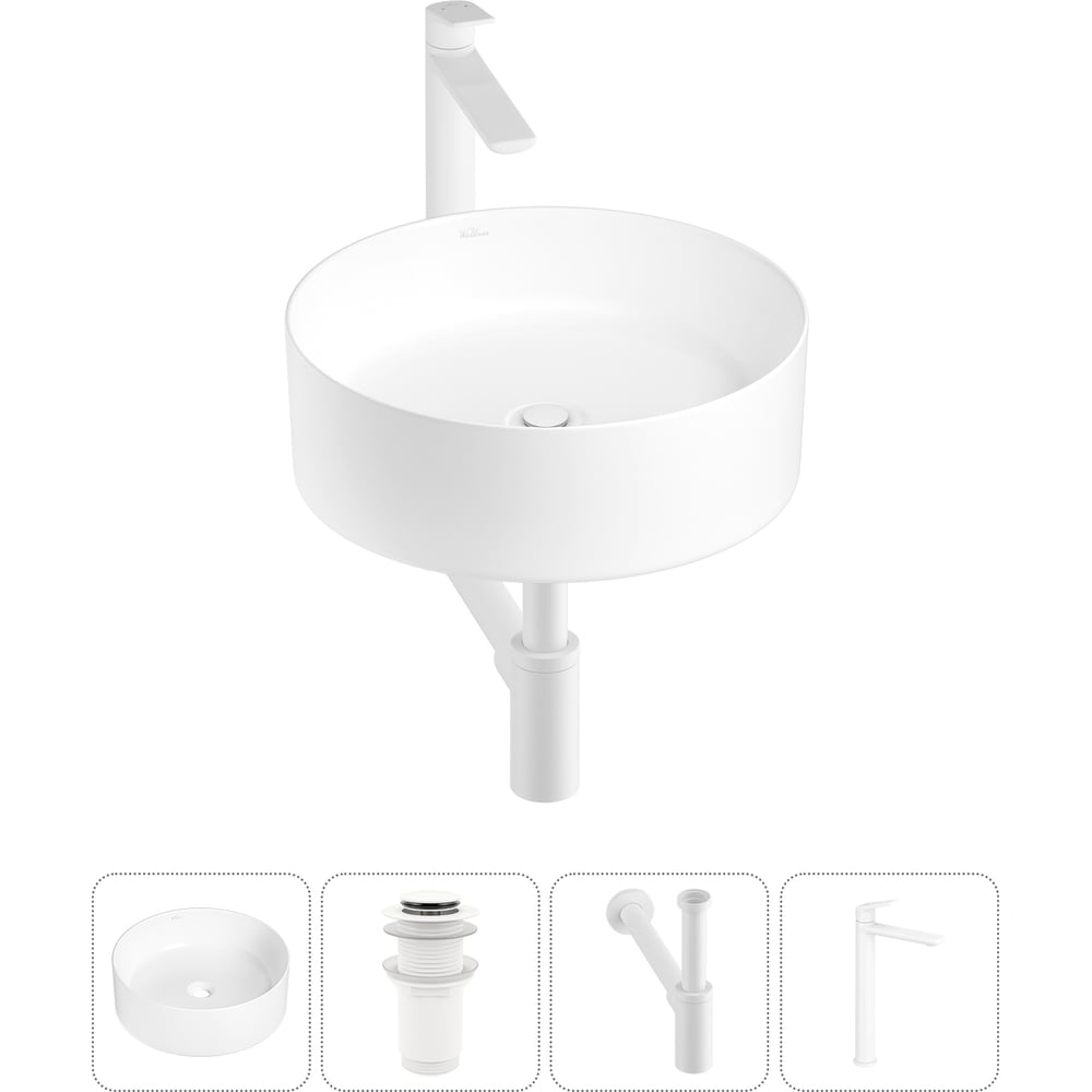 Изображение товара Набор для умывальника Wellsee 4 в 1 Belle Spa накладная раковина и смеситель