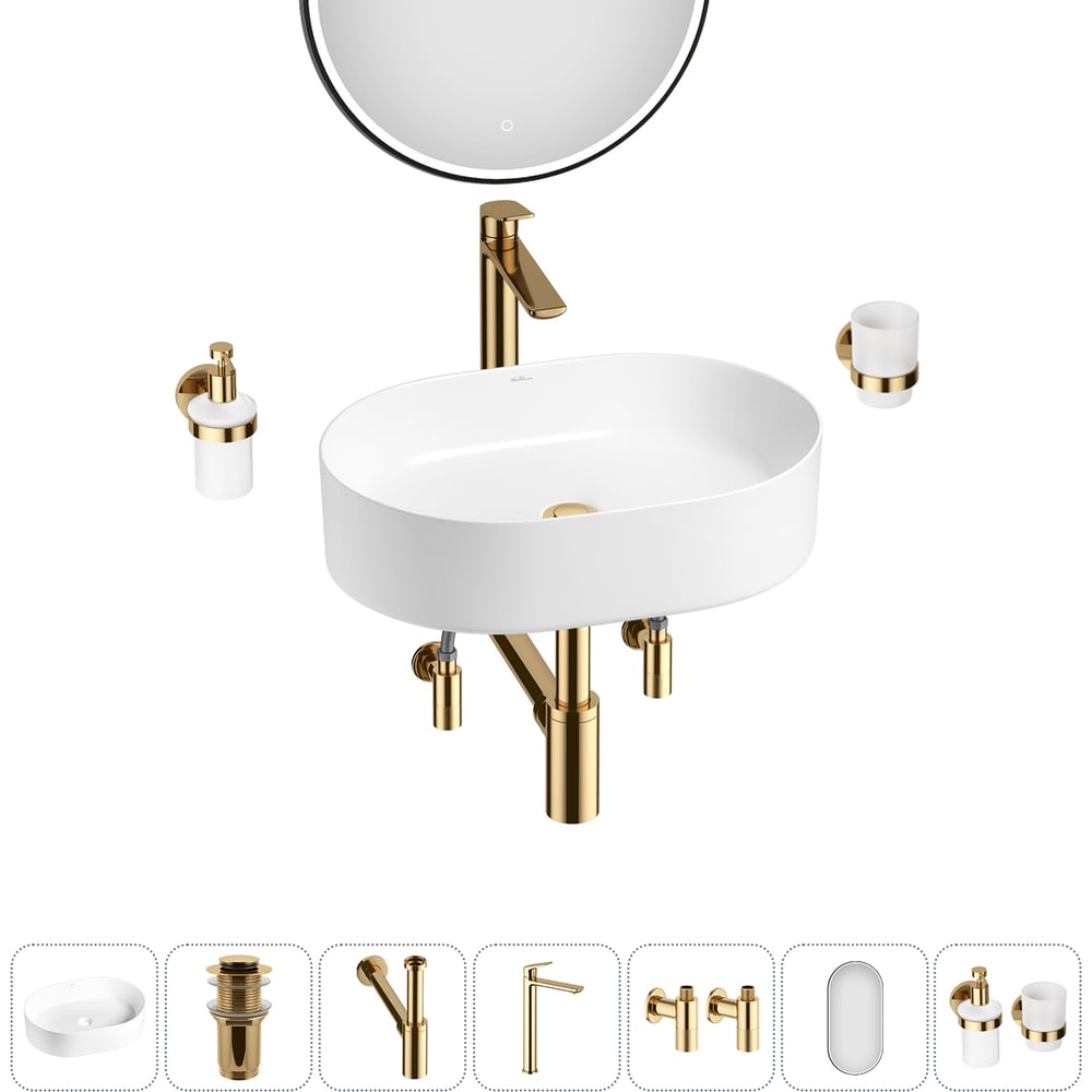 Изображение товара Набор Wellsee 7 в 1 Belle Spa накладная раковина 50x37 см