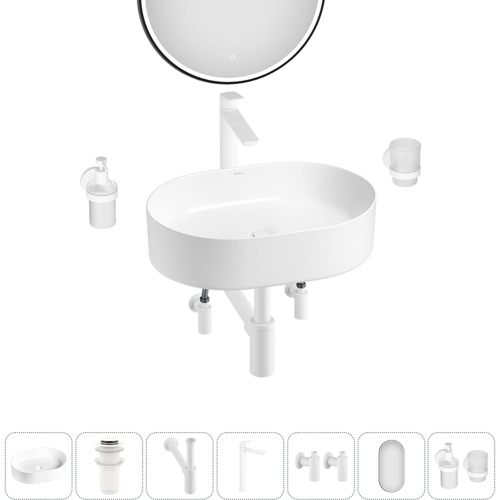 Изображение товара Набор для ванной Wellsee 7 в 1 Belle Spa накладная раковина 50x37 см