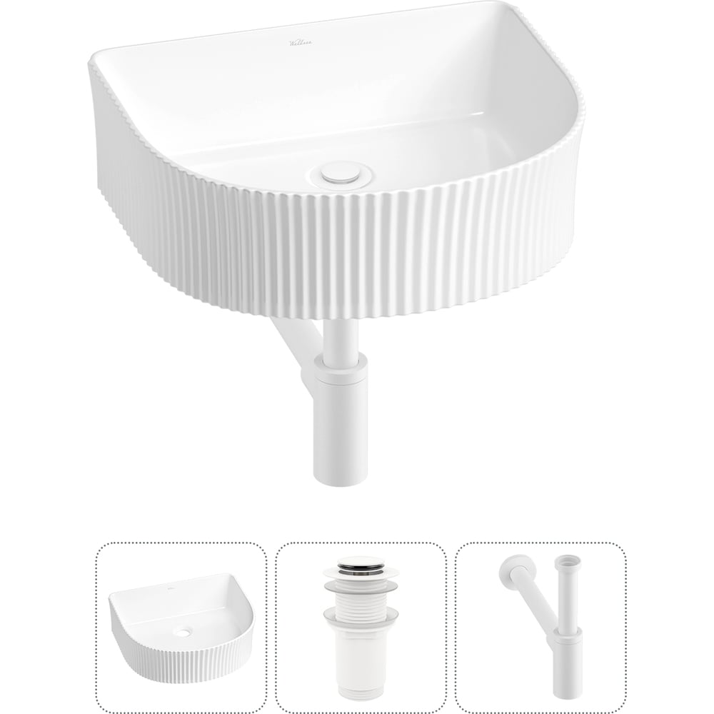 Изображение товара Набор накладная раковина Wellsee Festive Fox 45x40 см белая фарфор