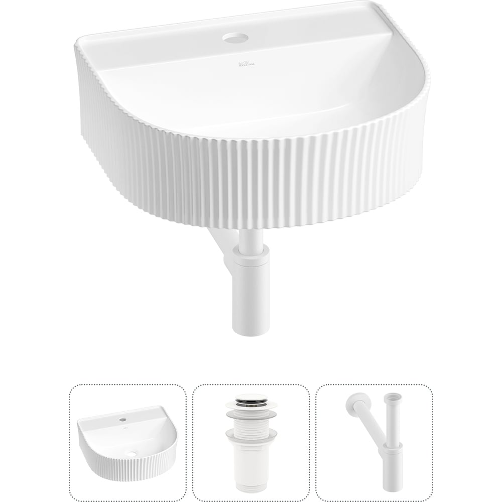 Изображение товара Набор раковина Wellsee 3 в 1 Festive Fox глянцевая белая накладная