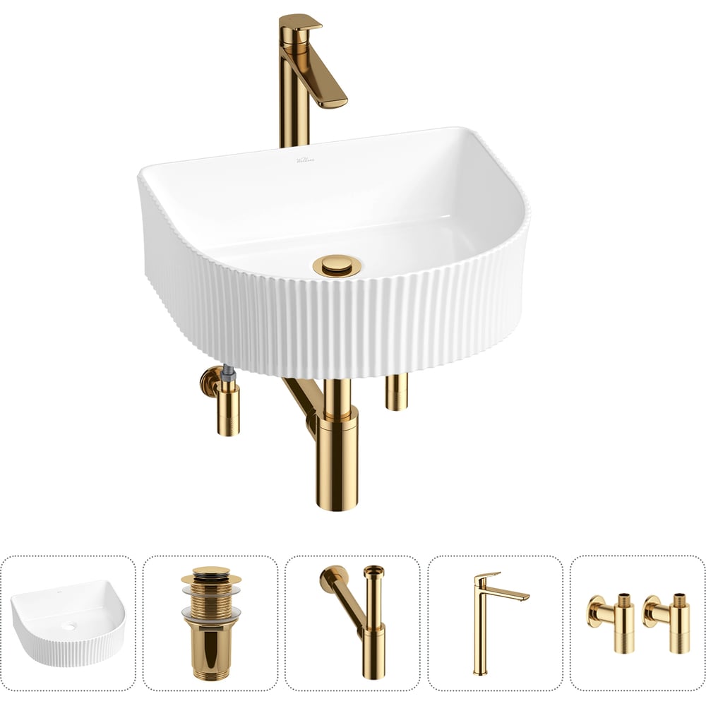 Изображение товара Набор Wellsee 5 в 1 Festive Fox раковина с аксессуарами глянцевый белый