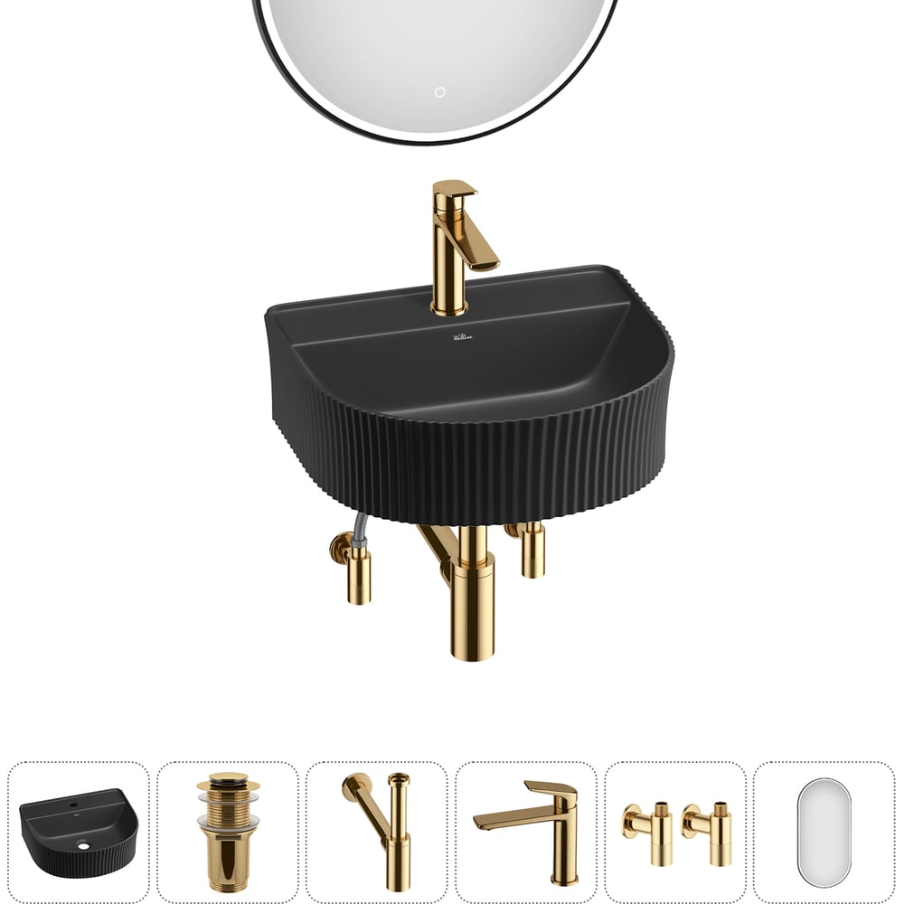 Изображение товара Набор Wellsee 6 в 1 Festive Fox раковина с смесителем і зеркалом 45x40 см