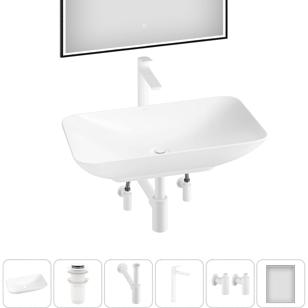 Изображение товара Набор Wellsee 6 в 1 Demure накладная раковина 70x38 см