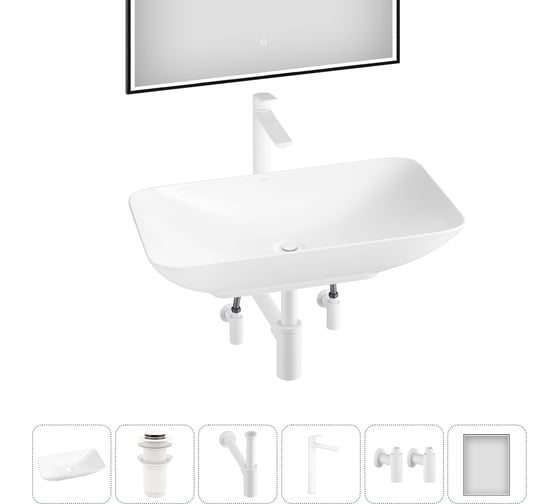 Изображение товара Набор Wellsee 6 в 1 Demure накладная раковина 70x38 см 20218542R