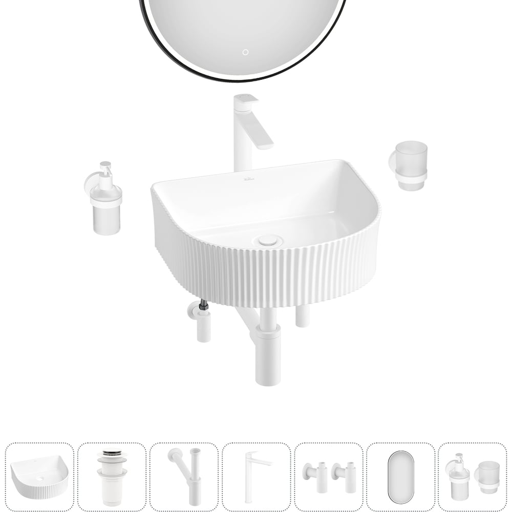 Изображение товара Набор для ванной комнаты Wellsee 7 в 1 Festive Fox с раковиной и аксессуарами