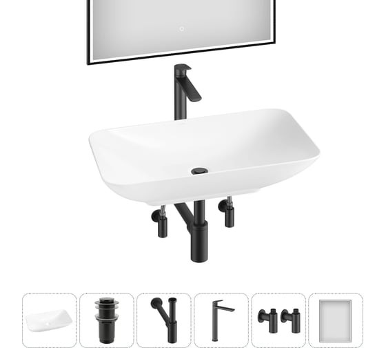 Изображение товара Набор Wellsee 6 в 1 Demure накладная раковина 60x36 см 20218532R