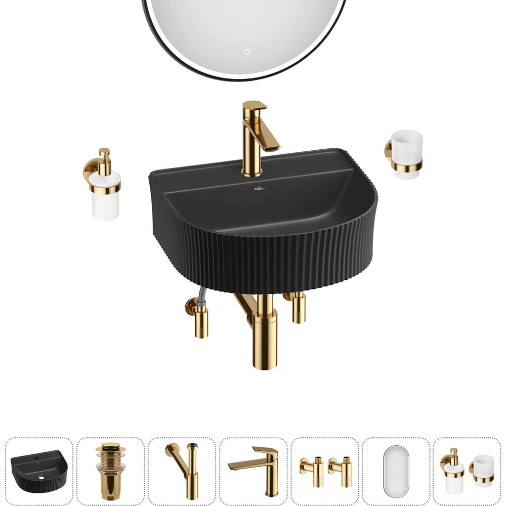 Изображение товара Wellsee Festive Fox: раковина 45x40 см с комплектом, матовый черный