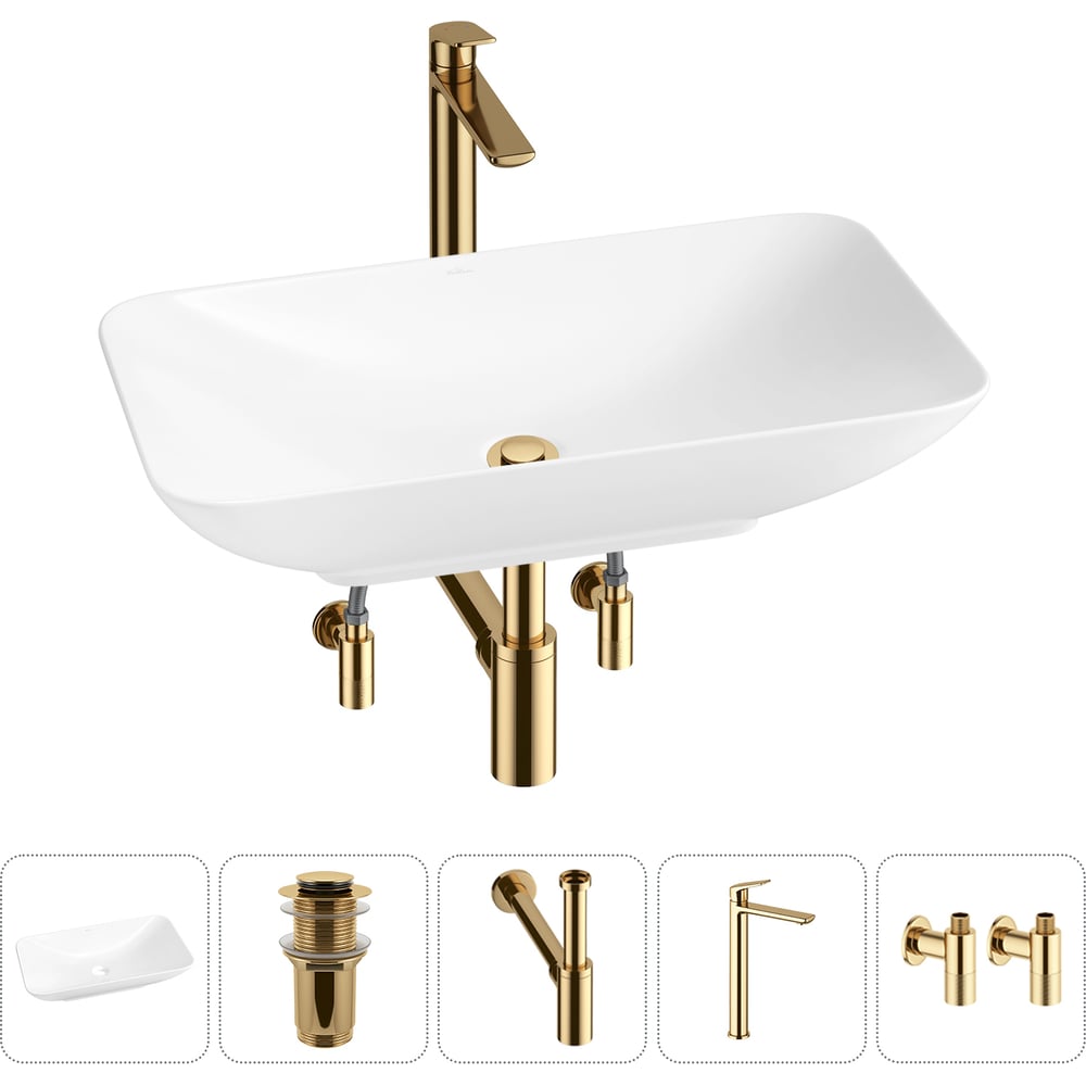 Изображение товара Набор Wellsee 5 в 1 Demure накладная раковина 60x36 см современный стиль