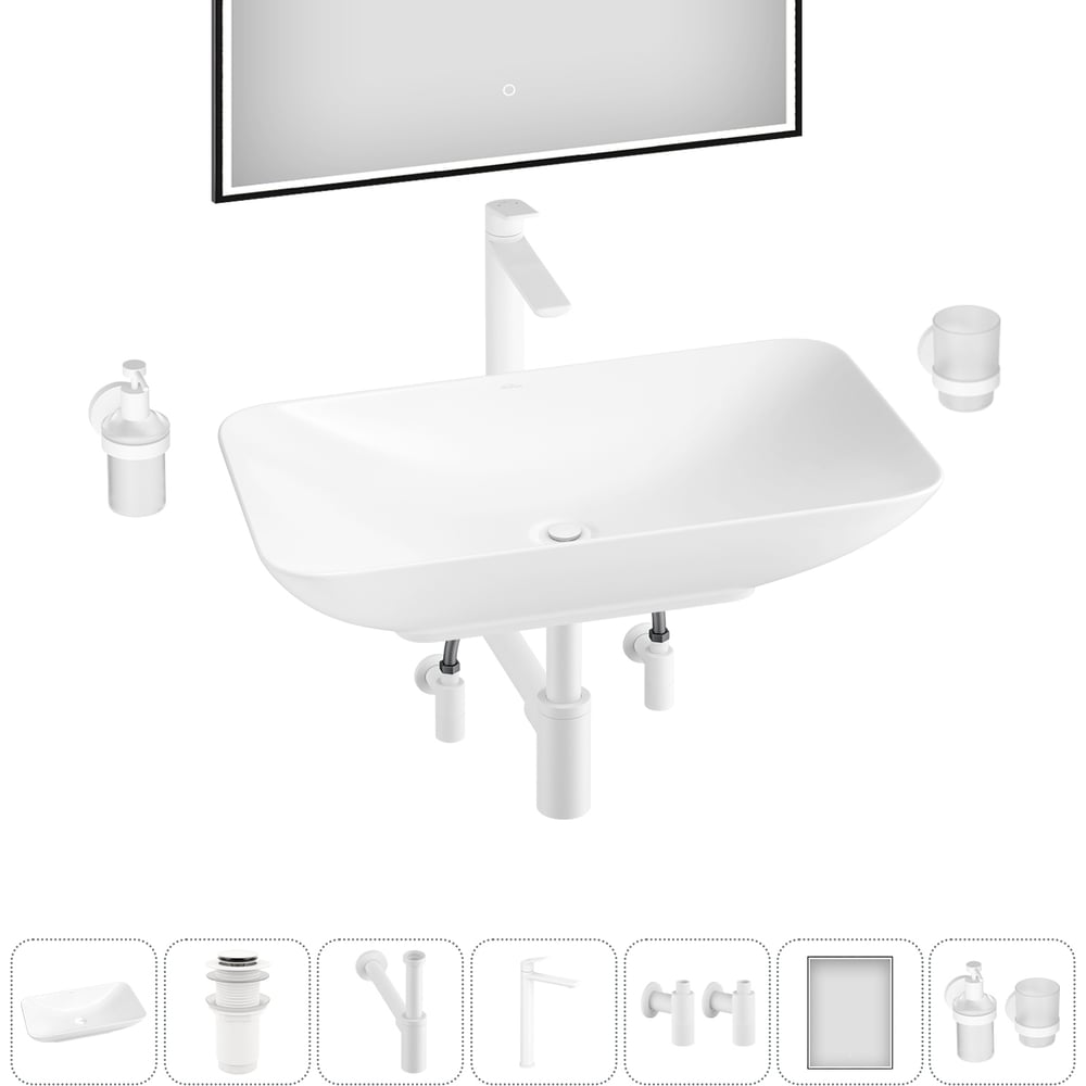 Изображение товара Набор Wellsee 7 в 1 Demure накладная раковина 70x38 см