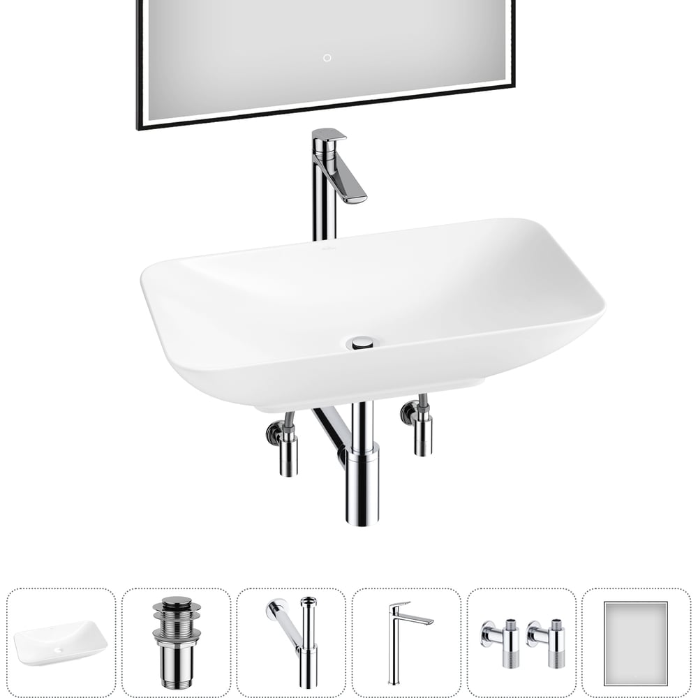 Изображение товара Набор Wellsee 6 в 1 Demure накладная раковина 60x36 см