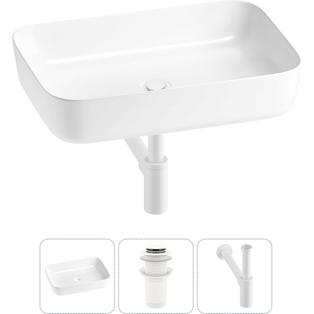 Изображение товара Накладная раковина Wellsee Preen 50x40 см фарфор белая современный стиль