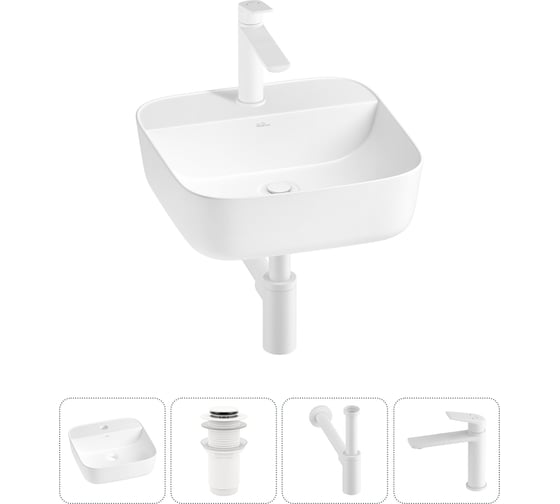 Изображение товара Набор Wellsee 4 в 1 Preen накладная раковина 40x40 см 20214298R