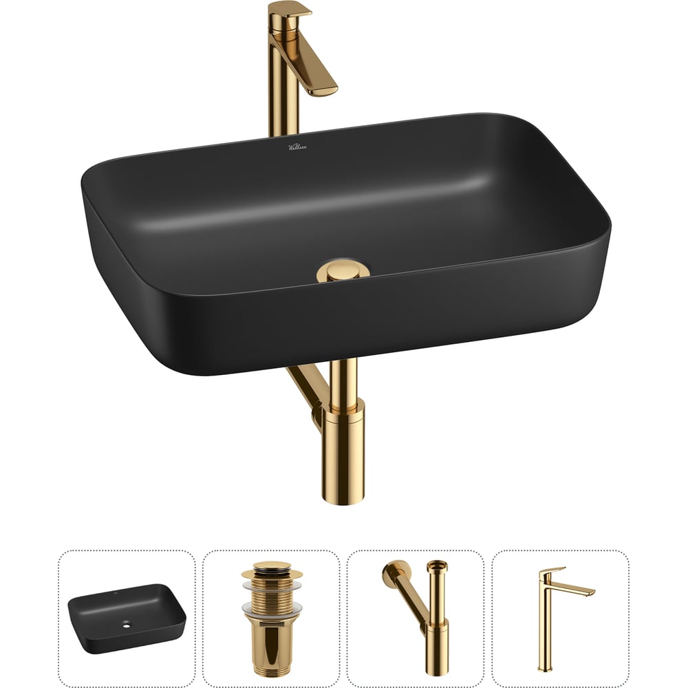 Изображение товара Набор Wellsee 4 в 1 Preen накладная раковина 50x40 см современный стиль