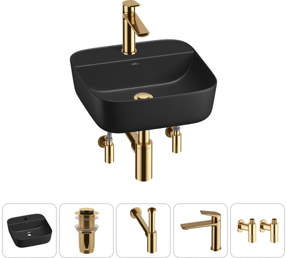 Изображение товара Набор Wellsee 5 в 1 Preen накладная раковина 40x40 см 20214314R