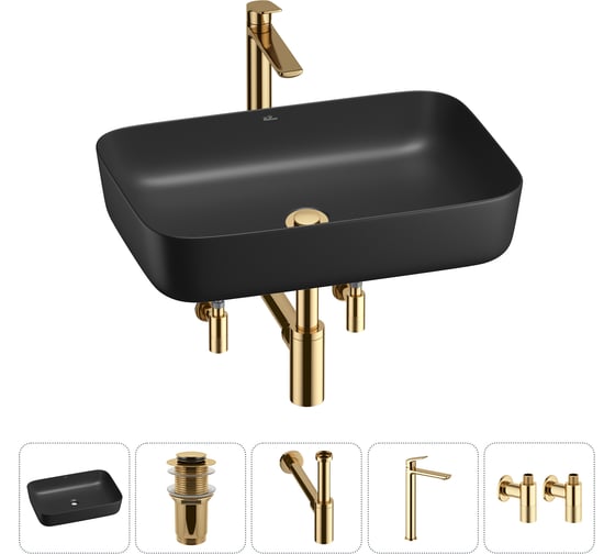 Изображение товара Набор Wellsee 5 в 1 Preen накладная раковина 60x42 см 20214286R