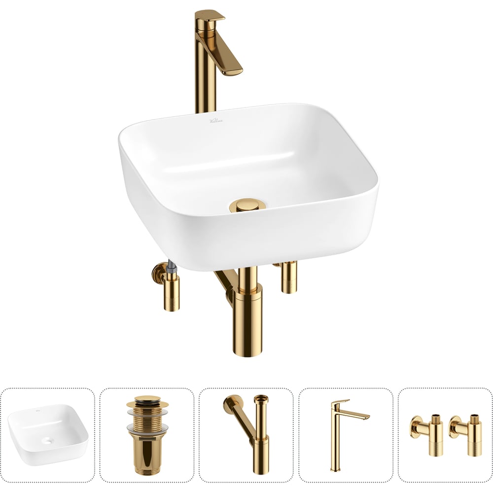 Изображение товара Набор Wellsee 5 в 1 Preen накладная раковина с смесителем и аксессуарами