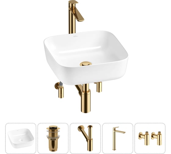 Изображение товара Набор Wellsee 5 в 1 Preen накладная раковина 39x39 см 20214189R