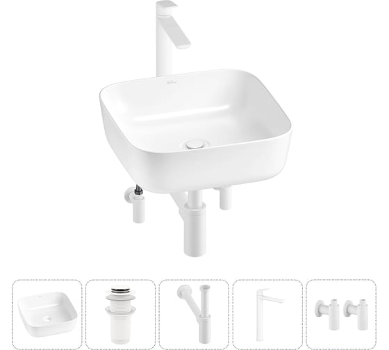 Изображение товара Набор Wellsee 5 в 1 Preen накладная раковина 39x39 см 20214190R