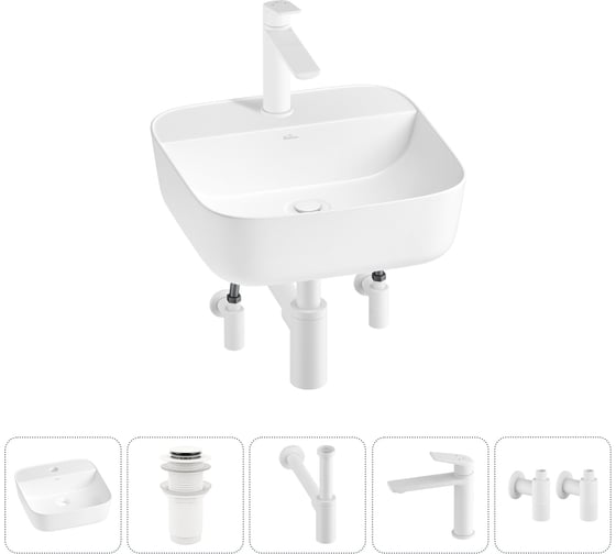 Изображение товара Набор Wellsee 5 в 1 Preen накладная раковина 40x40 см 20214302R