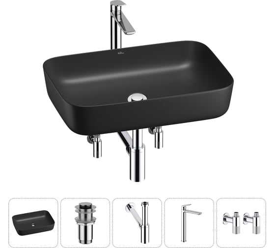 Изображение товара Набор Wellsee 5 в 1 Preen накладная раковина 60x42 см 20214284R