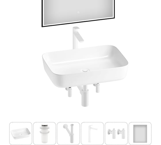 Изображение товара Набор Wellsee 6 в 1 Preen накладная раковина 60x42 см 20218308R