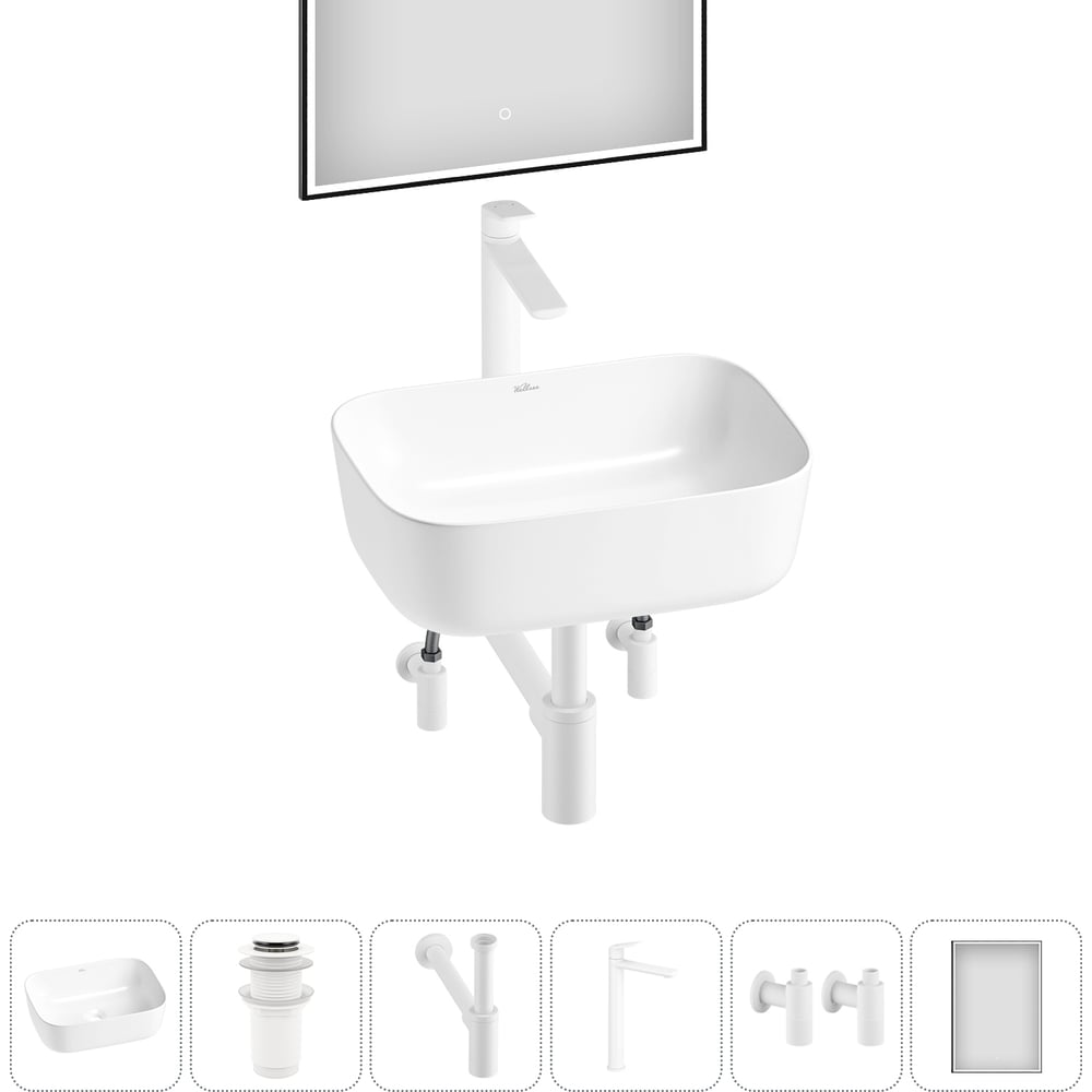 Изображение товара Набор Wellsee 6 в 1 Preen накладная раковина 40x30 см с комплектом