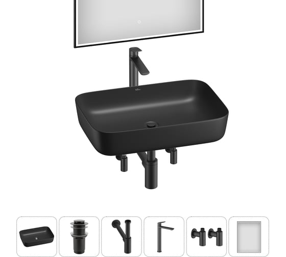 Изображение товара Набор Wellsee 6 в 1 Preen накладная раковина 60x42 см 20218314R