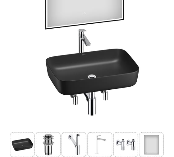 Изображение товара Набор Wellsee 6 в 1 Preen накладная раковина 60x42 см 20218313R