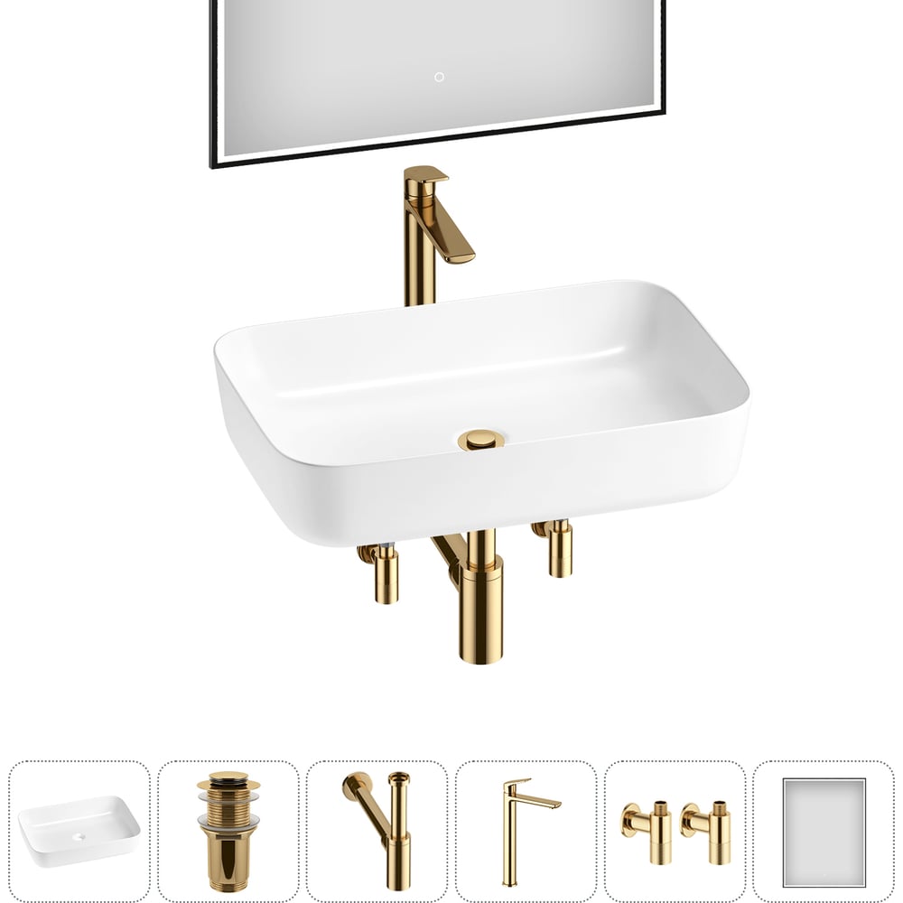 Изображение товара Набор Wellsee 6 в 1 Preen накладная раковина 60x42 см 20218307R