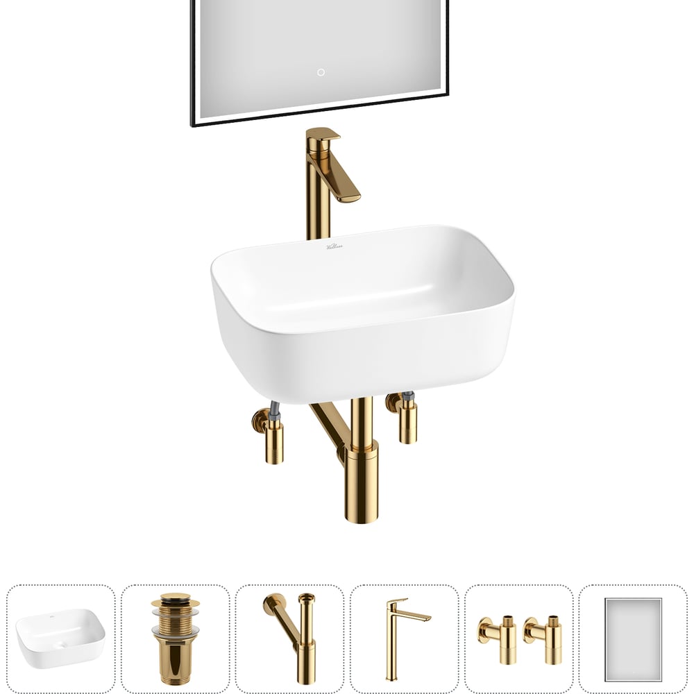 Изображение товара Набор Wellsee 6 в 1 Preen накладная раковина 40x30 см