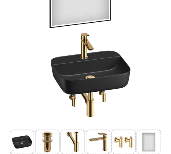 Изображение товара Набор Wellsee 6 в 1 Preen накладная раковина 50x40 см 20218343R