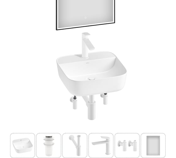 Изображение товара Набор Wellsee 6 в 1 Preen накладная раковина 40x40 см 20218322R