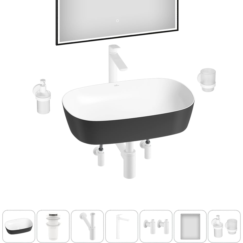 Изображение товара Набор накладной раковины 50x39 см с аксессуарами Wellsee Ground Breaking