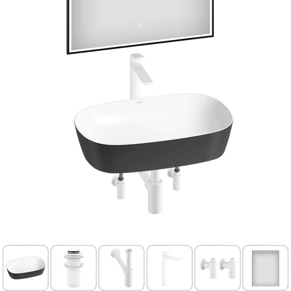 Изображение товара Набор для ванной комнаты Wellsee 6 в 1 Ground Breaking раковина зеркало смеситель